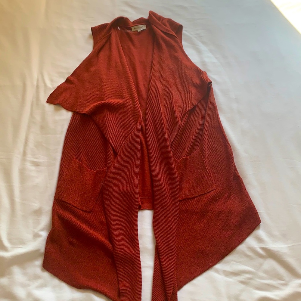 Sleeveless Rust Cardigan